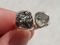 Серебряное кольцо с метеоритом и алмазом Херкимера
