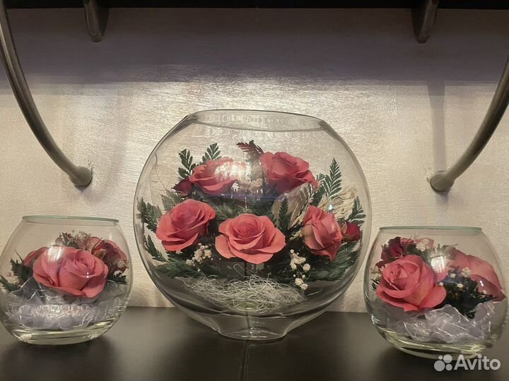 Стабилизированные живые цветы в стекле 'fiora'