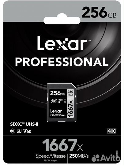 Lexar sdxc 256Gb Professional UHS-II V60 1667x