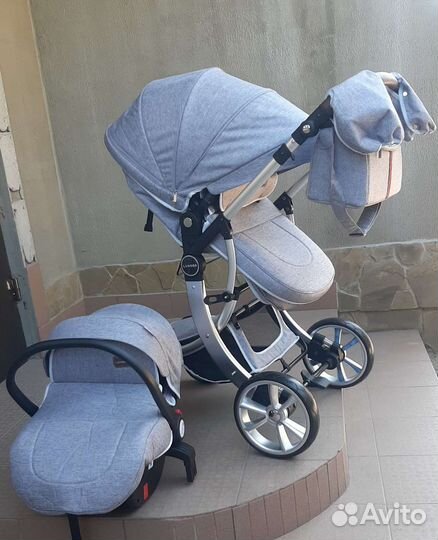 Коляска 3в1 трансформер с сумкой (Crey)