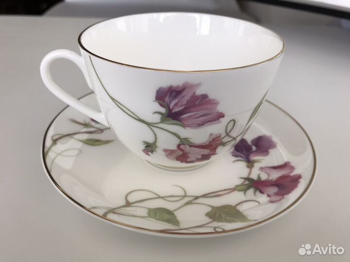 Чайные пары, тарелки костяной фарфор ифз