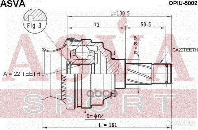 ШРУС внутренний 22х35х22 opiu-5002 asva