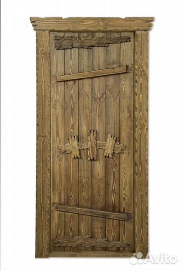 Дверь для бани «Под старину» из массива Сосны