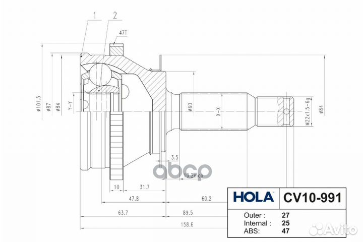 Шрус наружный (27/25 шл. левый/правый) hyundai