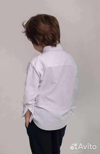 Рубашка белая из хлопка для мальчика на кнопках