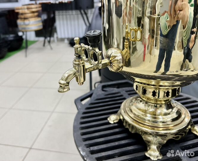 Тульский самовар латунный 7 л