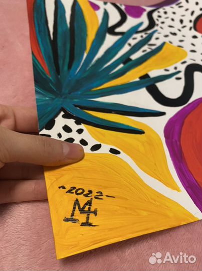 Интерьерная картина абстракция, бумага акрил