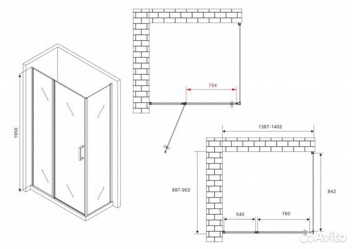 Душевой уголок abber Sonnenstrand AG04140S-S90