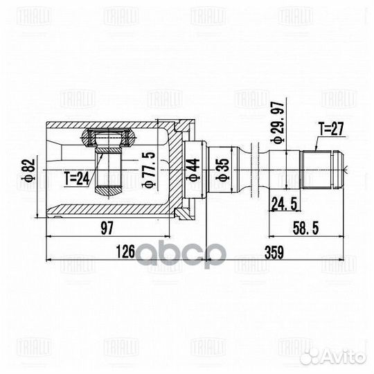 Шрус для а/м BMW 5 (F10) (09) (внутр. перед. п