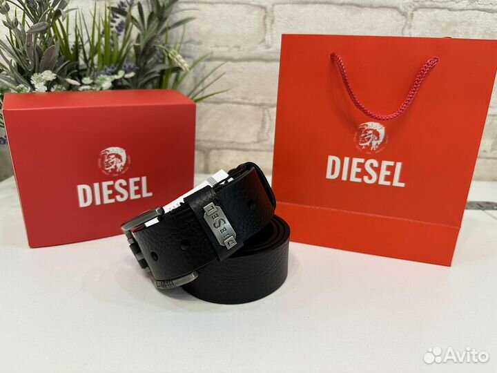 Ремень кожаный черный diesel