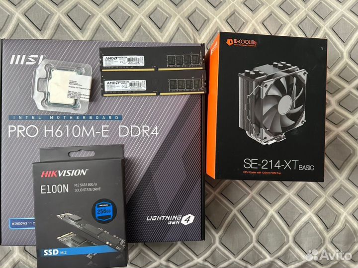Комплект i5 12400f/h610/ddr4 16gb/куллер/m2 256