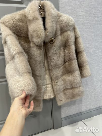 Шуба норковая автоледи беж пудра 40 42