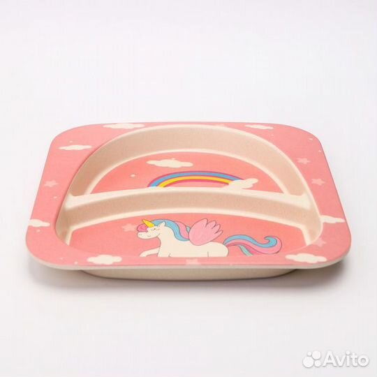 Набор бамбуковой посуды 'Единорог', тарелка, миска