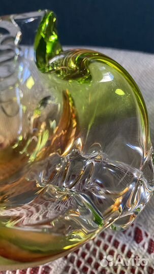 Ваза цветное стекло чехия гутная техника