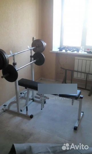 Тренажер (штанга, стойки, лавка) б/у
