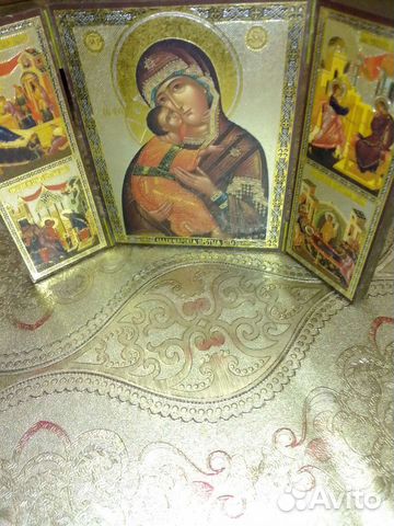 Икона -складень тройной (дерево)