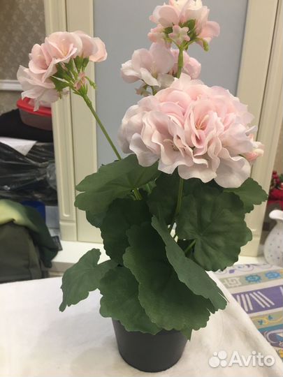 Искусственный цветок и кашпо-Пеларгония герань