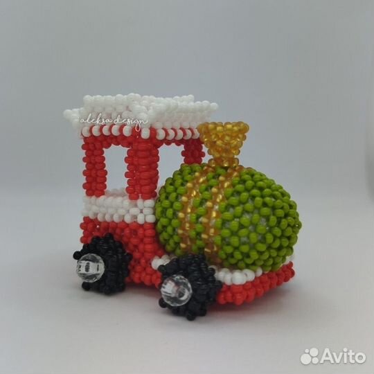 Паровоз из бисера амигуруми