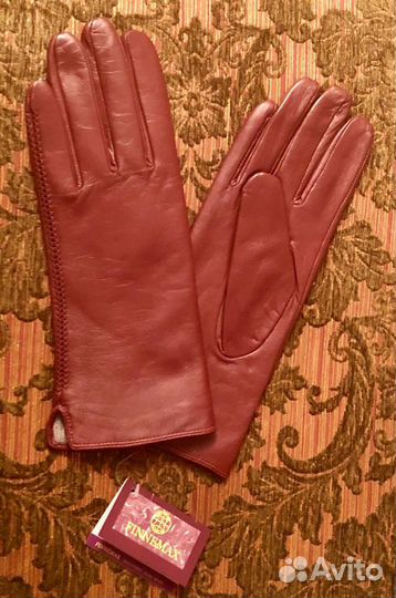 Перчатки женские кожа натур текстиль