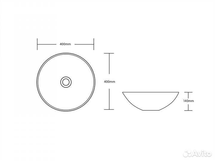 Раковина Ceruttispa CR3301MMB1 D40 накладная, мра