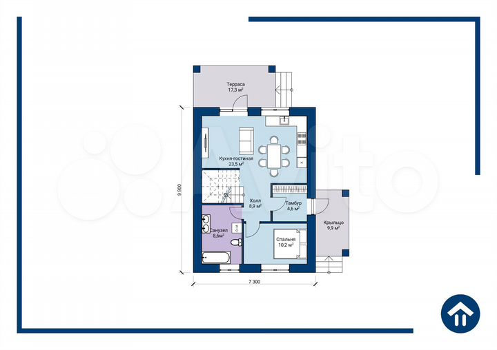 Дом 115 м² на участке 7,5 сот.