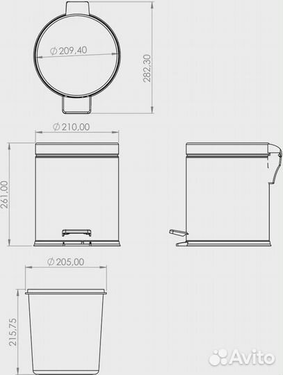 Мусорное ведро Berges Wasserhaus 121002 5 л, хром