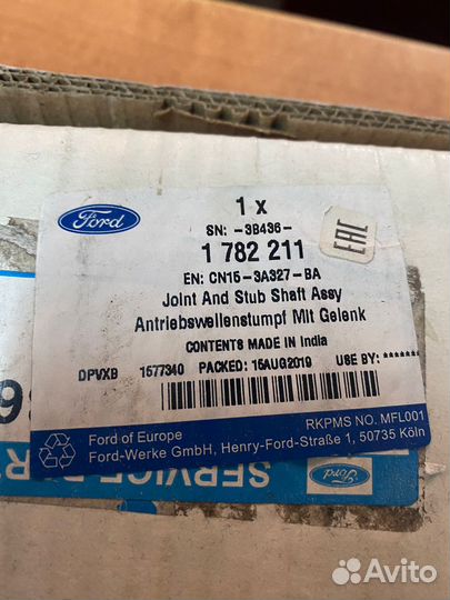 Шрус наружный с полуосью в сборе ford 1782211