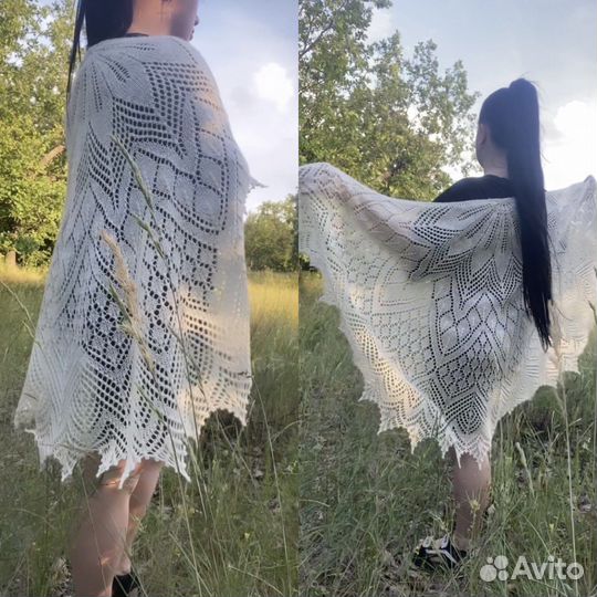 Платок-шаль ручной вязки