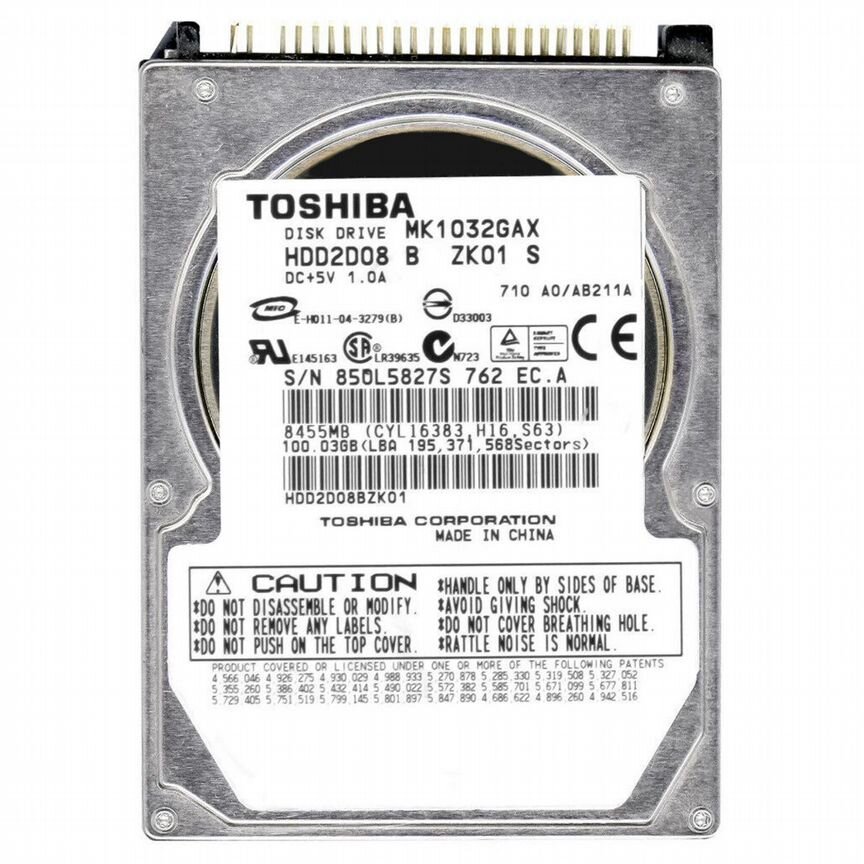 [MK1032GAX] Жесткий Диск Toshiba 100gb Ide 2,5" Mk1032gax