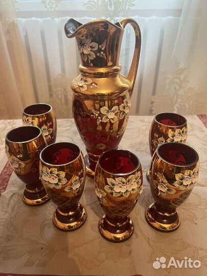 Графин со стаканами богемия