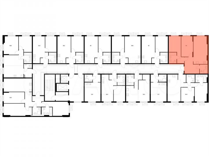 2-к. квартира, 64 м², 3/9 эт.