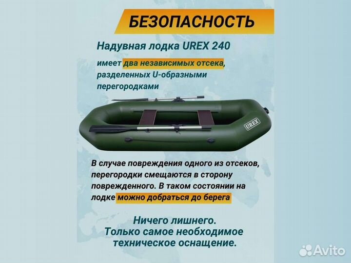 Лодка пвх надувная для рыбалки 240 см urex 240