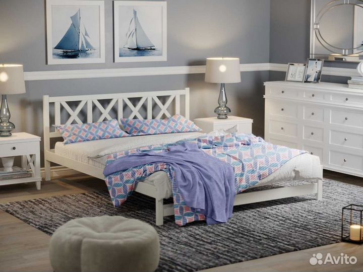 Кровать из натурального дерева 2-спальная 