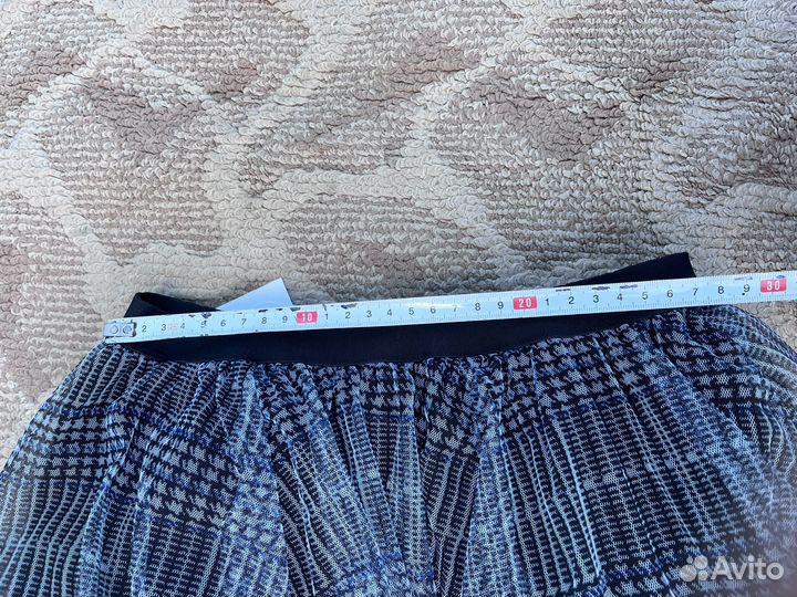 Юбка для девочки фатин серая в клетку 140-146