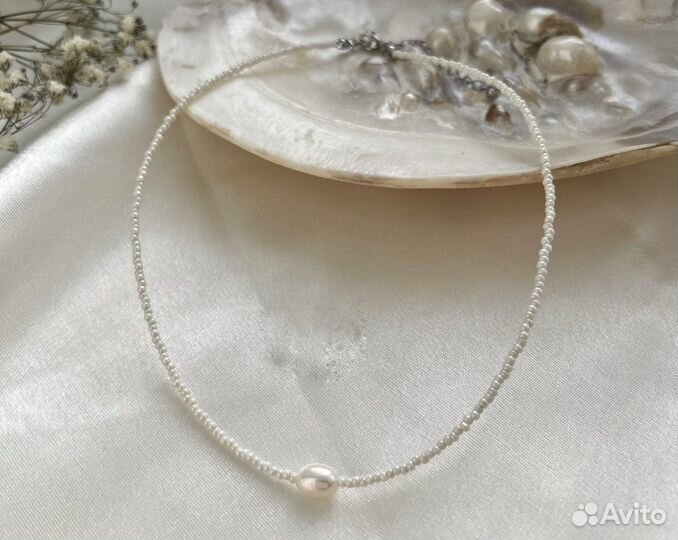 Чокер из бисера гипоаллергенная фурнитура