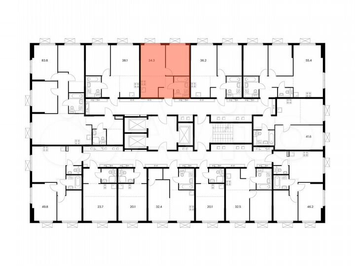 1-к. квартира, 34,3 м², 13/24 эт.