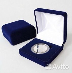 Футляр для 1 монеты ячейка 46 мм флок синий бордо