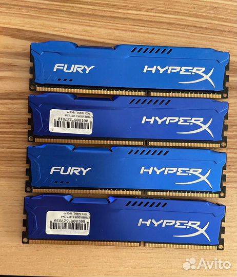 HyperX Fury DDR3 4GB 4 плашки 1866MHz