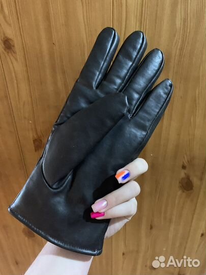Мужские кожаные перчатки зимние