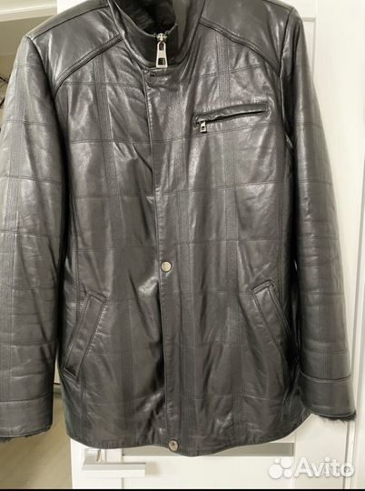Куртка кожаная мужская зимняя Кожа, р-р 56