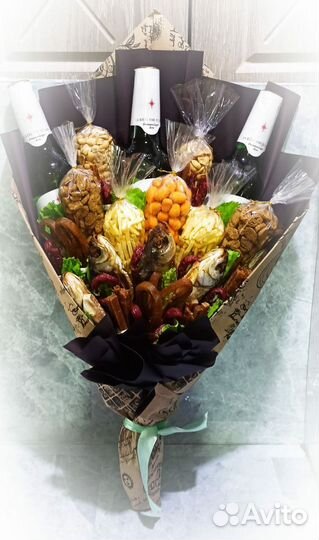 Мужские рыбные,колбасные букеты