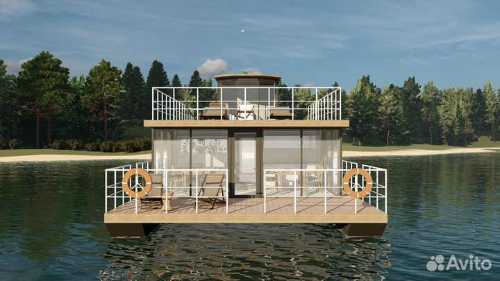 Жилой дом на воде катамаран (хаусбот) Ихтиандр-106