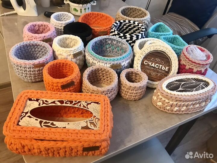 Корзинки из трикотажной пряжи