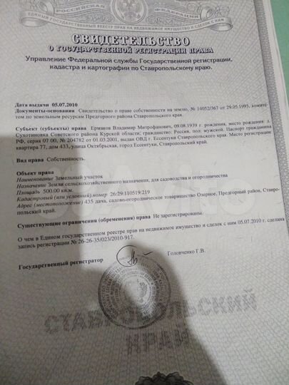 Участок 5 сот. (СНТ, ДНП)
