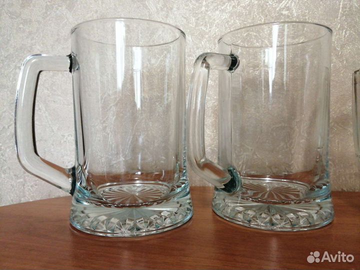 Кружка пивная стеклянная, керамическая