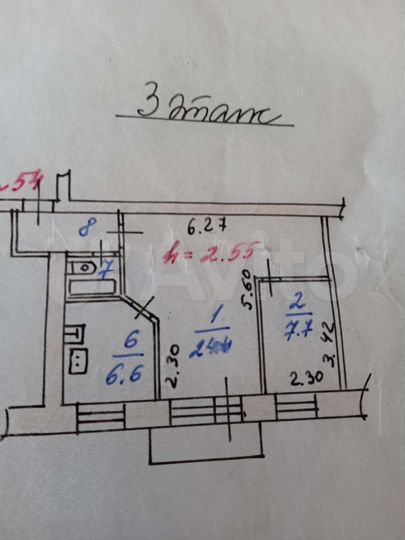 2-к. квартира, 45 м², 3/4 эт.