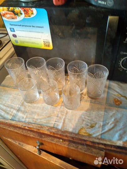 Набор стаканы 4 шт,хрусталь высота 10 см СССР