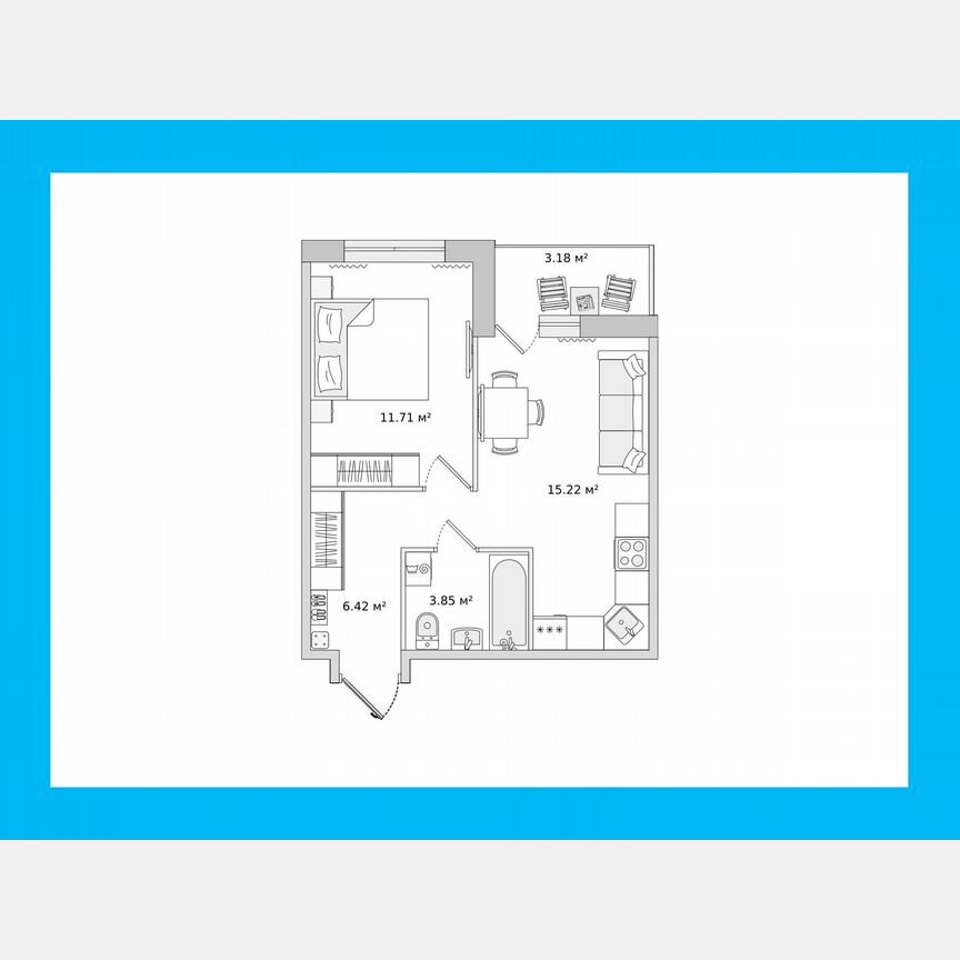 1-к. квартира, 40,4 м², 8/16 эт.