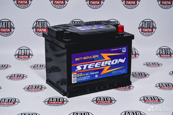 Автомобильный аккумулятор Steelron 60Ач