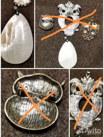 Совушки, хохлома - брошки и кулоны